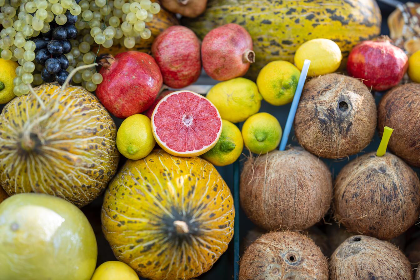 assorted fruits piled together