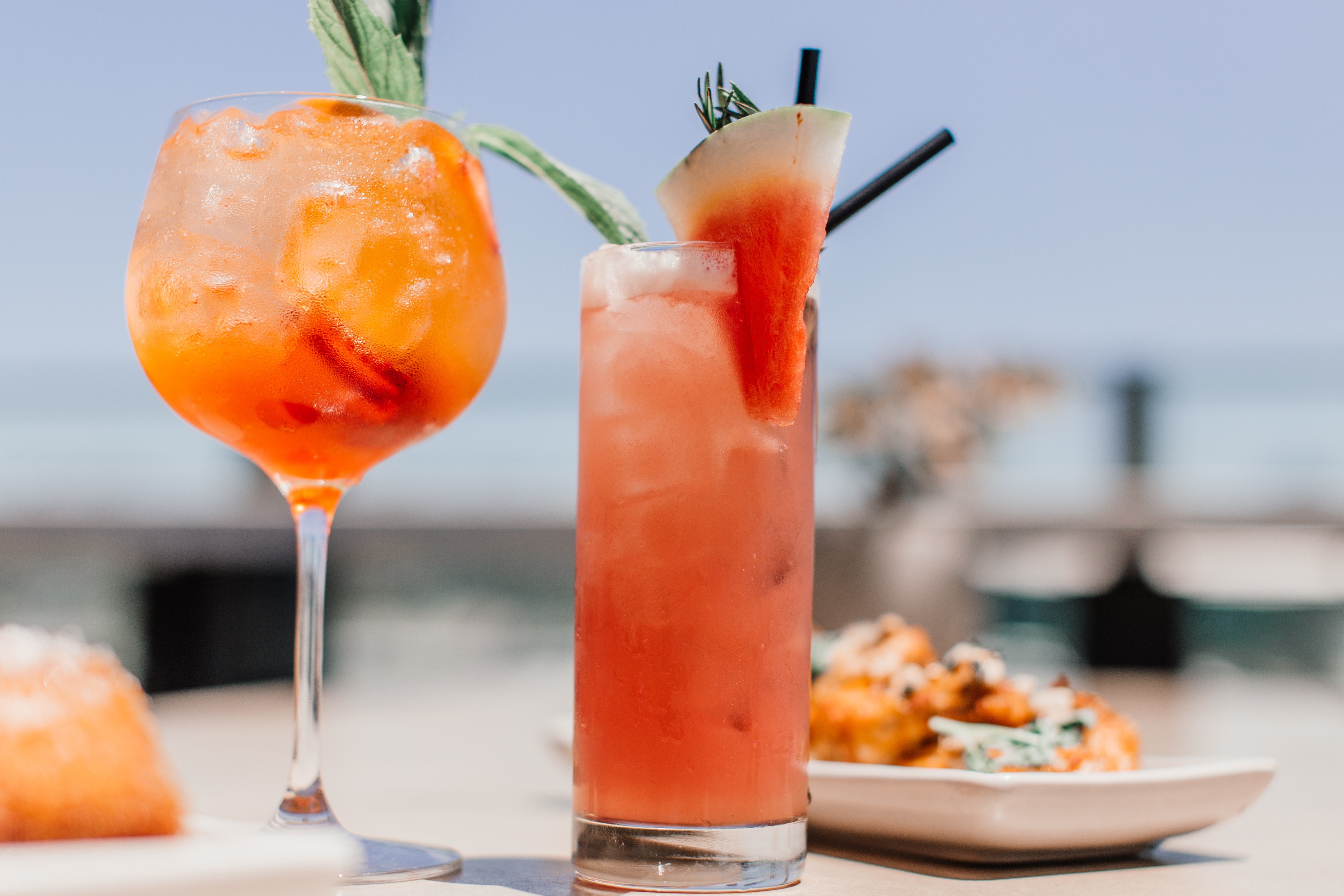 cocktail drinks with garnish