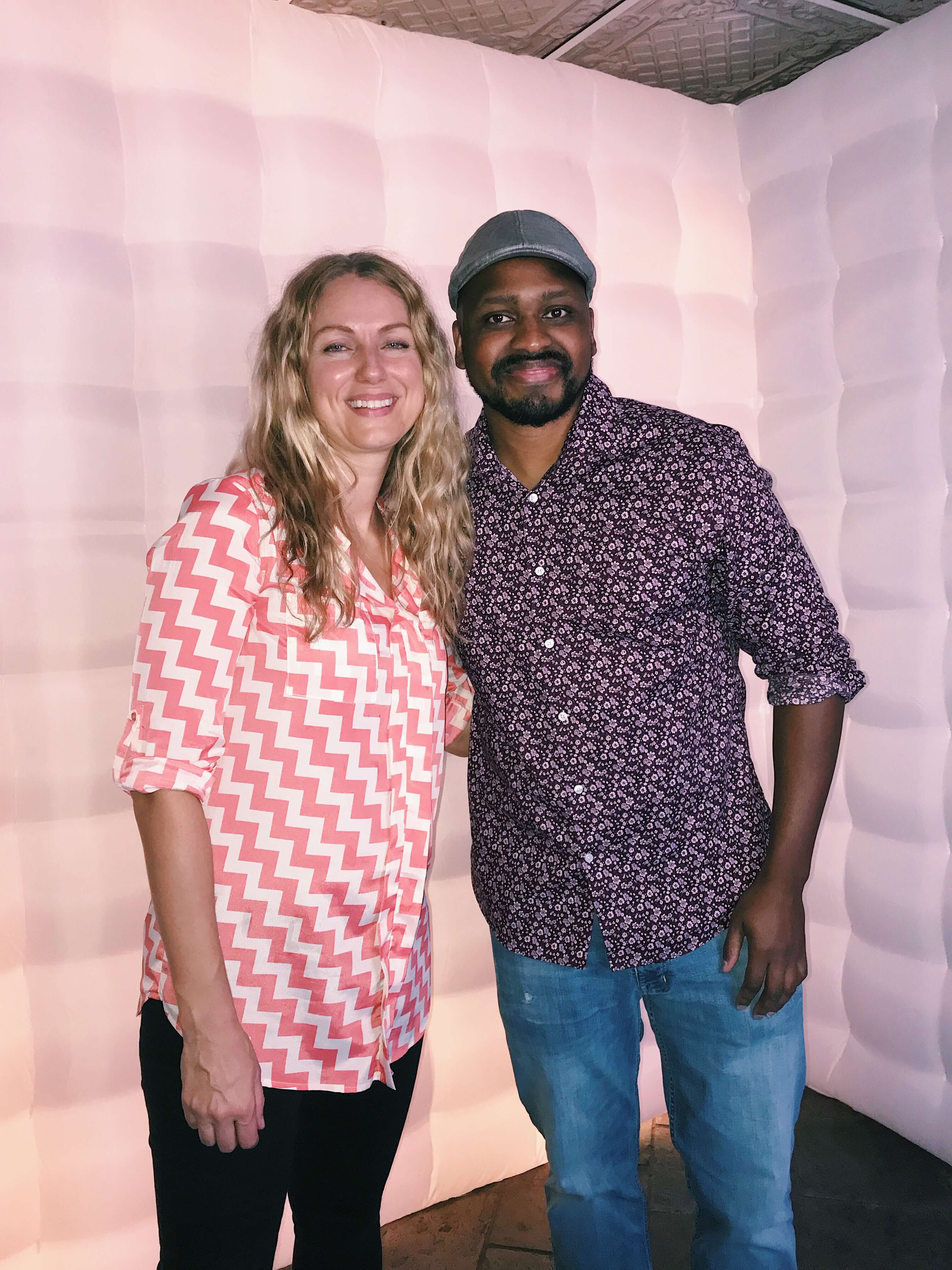 Founder of Fierce Fruit next to Sans Bar CEO